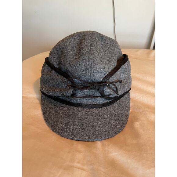 CROWN CAP WOOL RAILROAD stormy kromer rancher ear flap cold weather size 6 3/4" - Picture 1 of 6